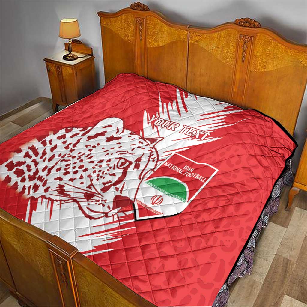 Custom Iran Football Quilt Go Team Melli Leopard Pattern - Wonder Print Shop