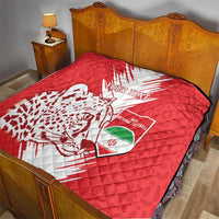 Custom Iran Football Quilt Go Team Melli Leopard Pattern - Wonder Print Shop