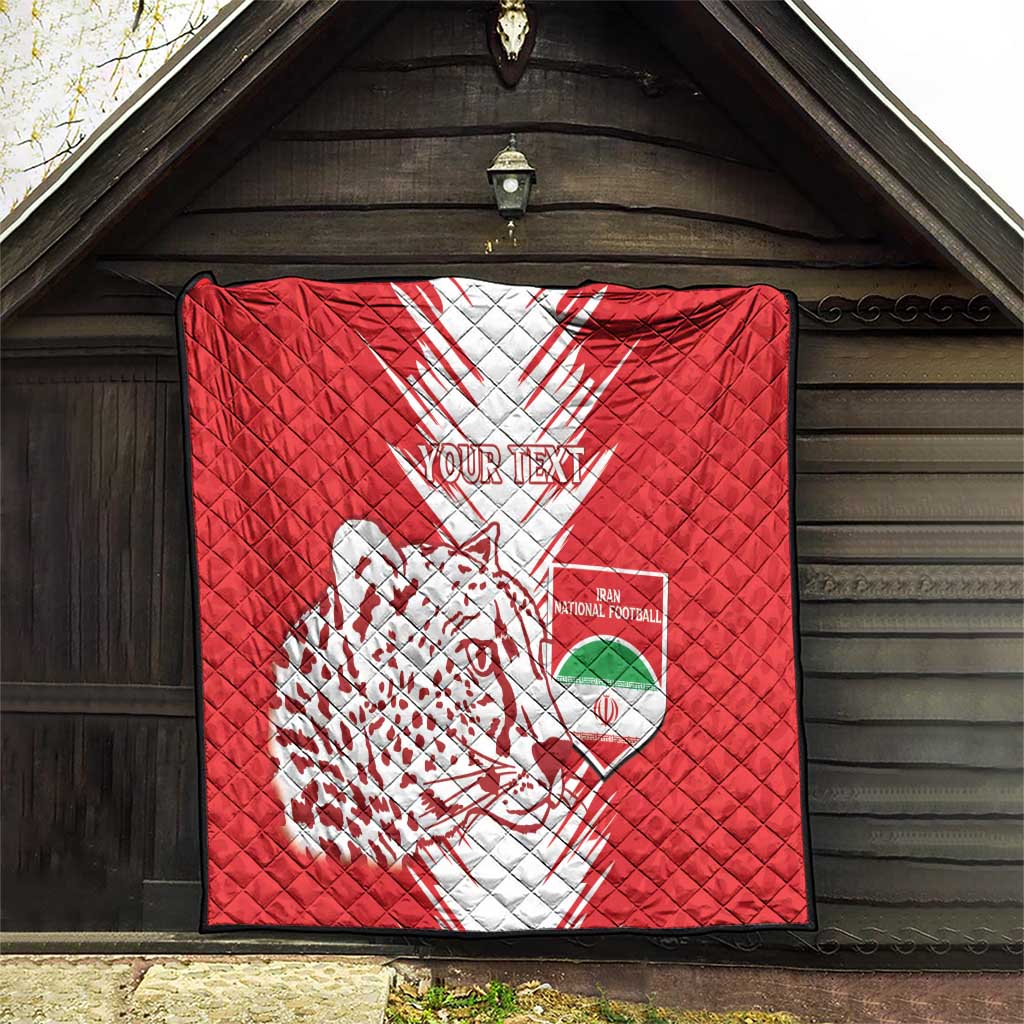 Custom Iran Football Quilt Go Team Melli Leopard Pattern - Wonder Print Shop