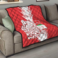 Custom Iran Football Quilt Go Team Melli Leopard Pattern - Wonder Print Shop