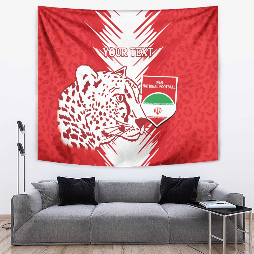 Custom Iran Football Tapestry Go Team Melli Leopard Pattern - Wonder Print Shop