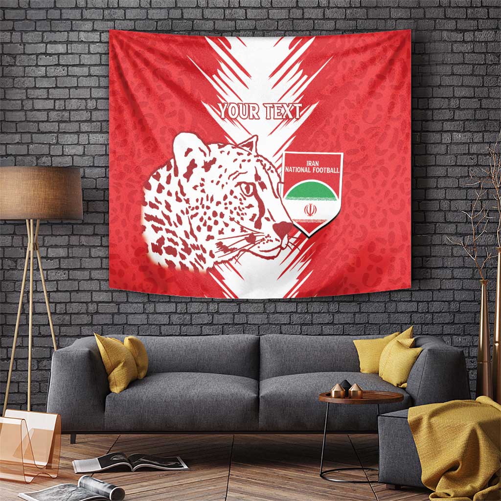 Custom Iran Football Tapestry Go Team Melli Leopard Pattern - Wonder Print Shop