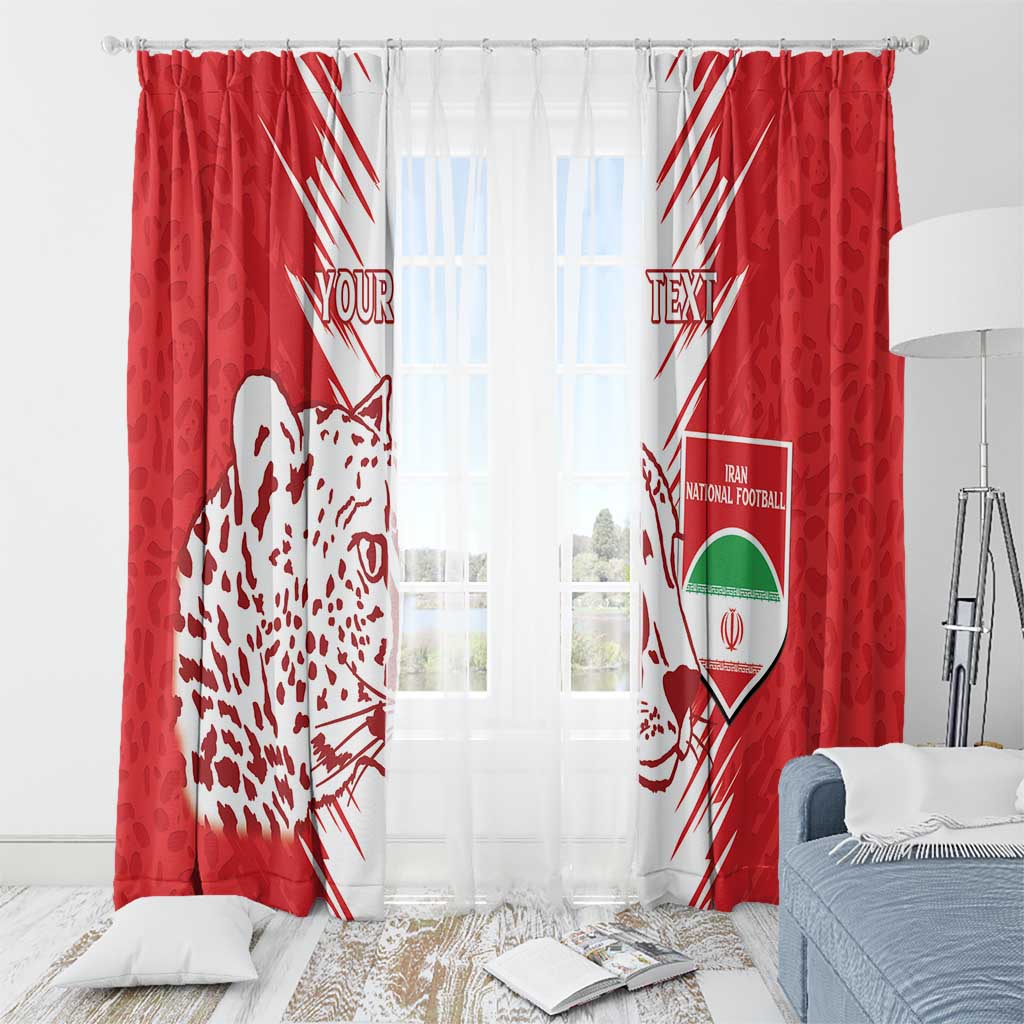 Custom Iran Football Window Curtain Go Team Melli Leopard Pattern - Wonder Print Shop