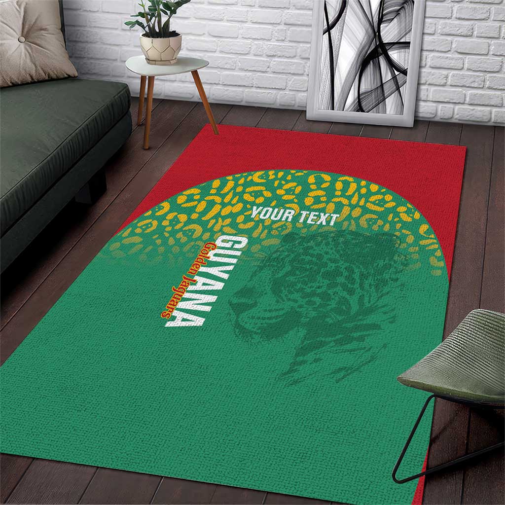 Custom Guyana Football Area Rug Go Golden Jaguars Green Version - Wonder Print Shop
