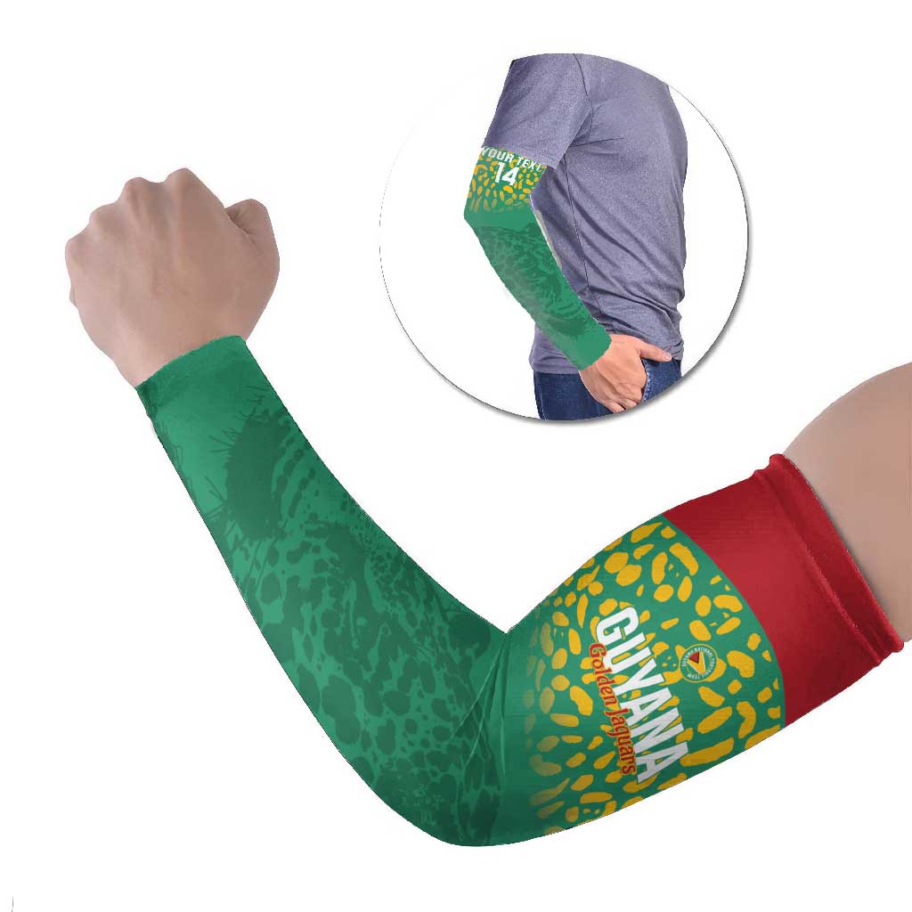 Custom Guyana Football Arm Sleeves Go Golden Jaguars Green Version - Wonder Print Shop