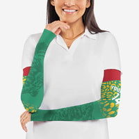 Custom Guyana Football Arm Sleeves Go Golden Jaguars Green Version - Wonder Print Shop