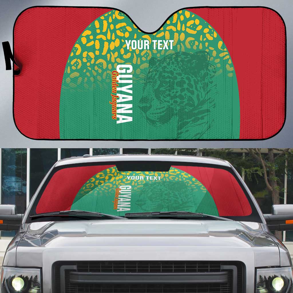 Custom Guyana Football Auto Sun Shade Go Golden Jaguars Green Version - Wonder Print Shop