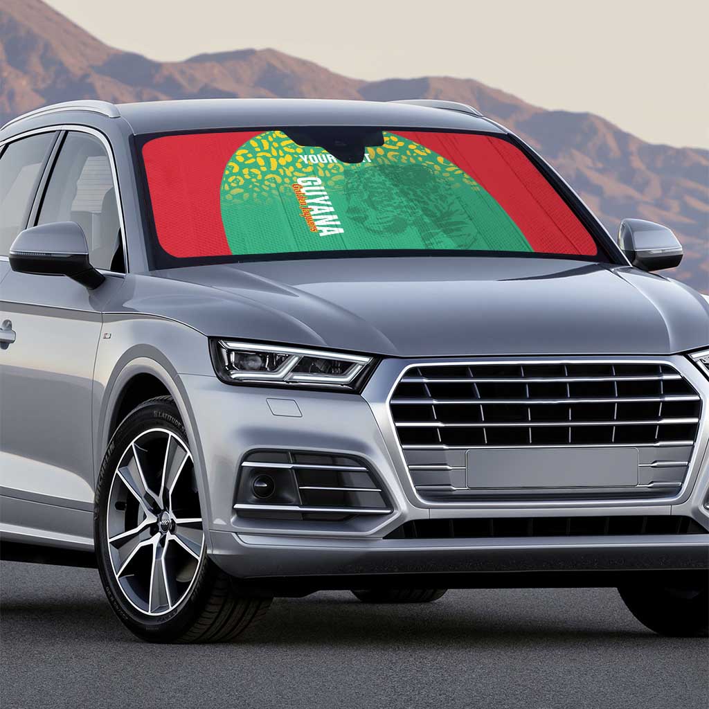 Custom Guyana Football Auto Sun Shade Go Golden Jaguars Green Version - Wonder Print Shop