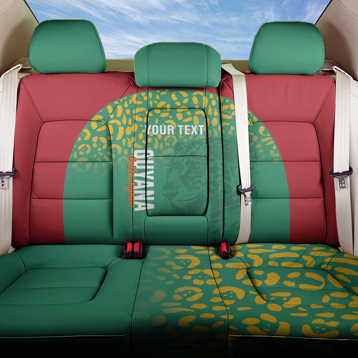Custom Guyana Football Back Car Seat Cover Go Golden Jaguars Green Version - Wonder Print Shop