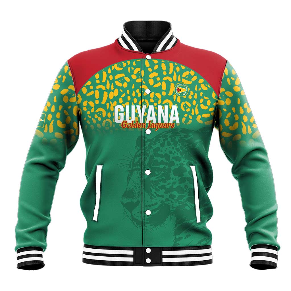 Custom Guyana Football Baseball Jacket Go Golden Jaguars Green Version - Wonder Print Shop