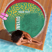 Custom Guyana Football Beach Blanket Go Golden Jaguars Green Version - Wonder Print Shop