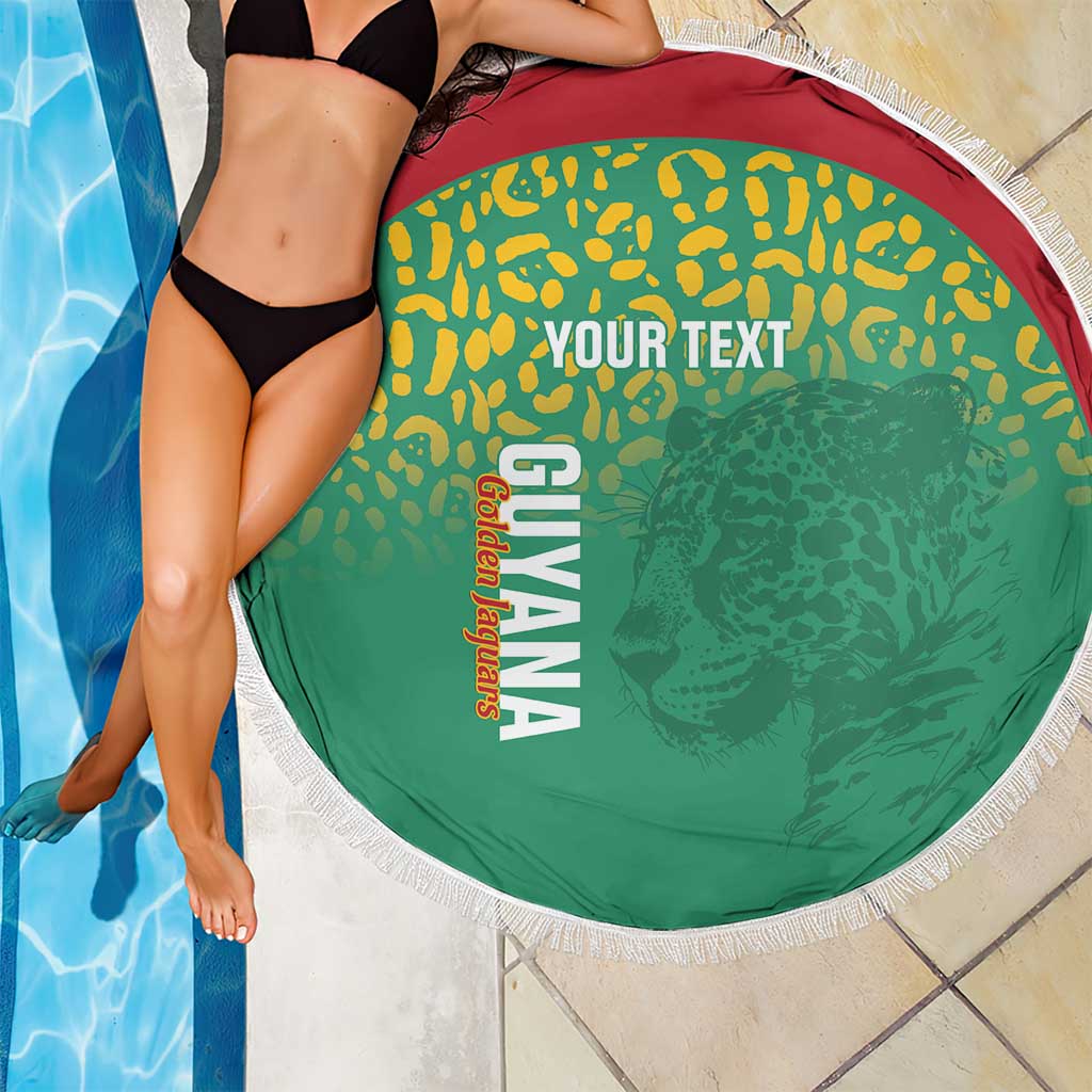 Custom Guyana Football Beach Blanket Go Golden Jaguars Green Version - Wonder Print Shop
