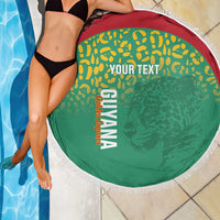 Custom Guyana Football Beach Blanket Go Golden Jaguars Green Version - Wonder Print Shop