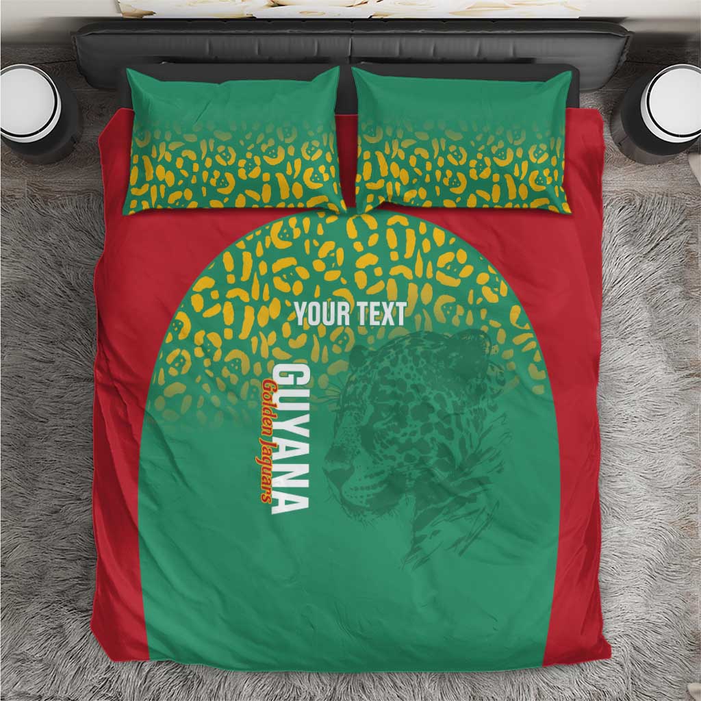 Custom Guyana Football Bedding Set Go Golden Jaguars Green Version - Wonder Print Shop