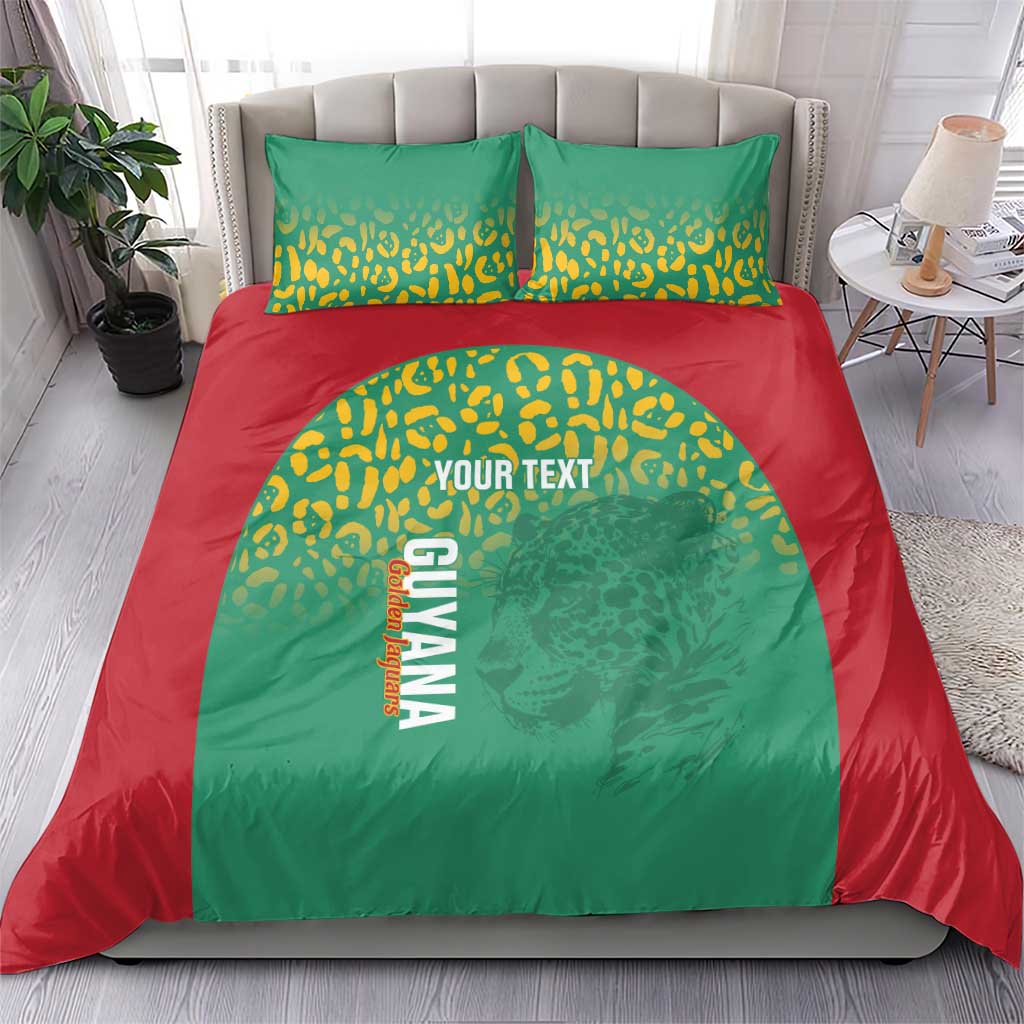 Custom Guyana Football Bedding Set Go Golden Jaguars Green Version - Wonder Print Shop