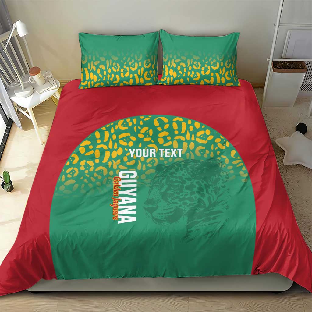 Custom Guyana Football Bedding Set Go Golden Jaguars Green Version - Wonder Print Shop