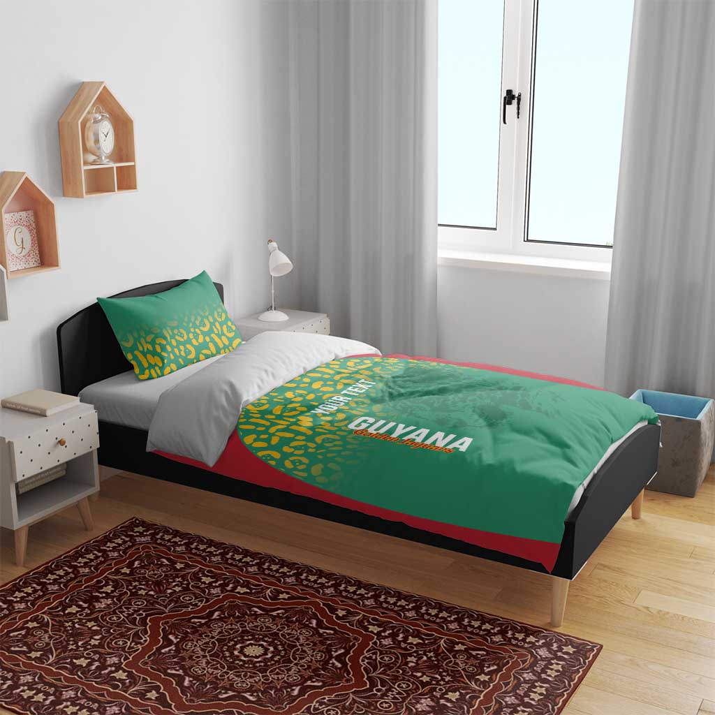 Custom Guyana Football Bedding Set Go Golden Jaguars Green Version - Wonder Print Shop