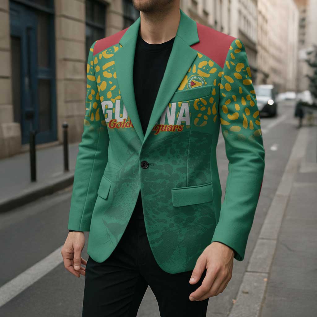 Custom Guyana Football Blazer Go Golden Jaguars Green Version - Wonder Print Shop