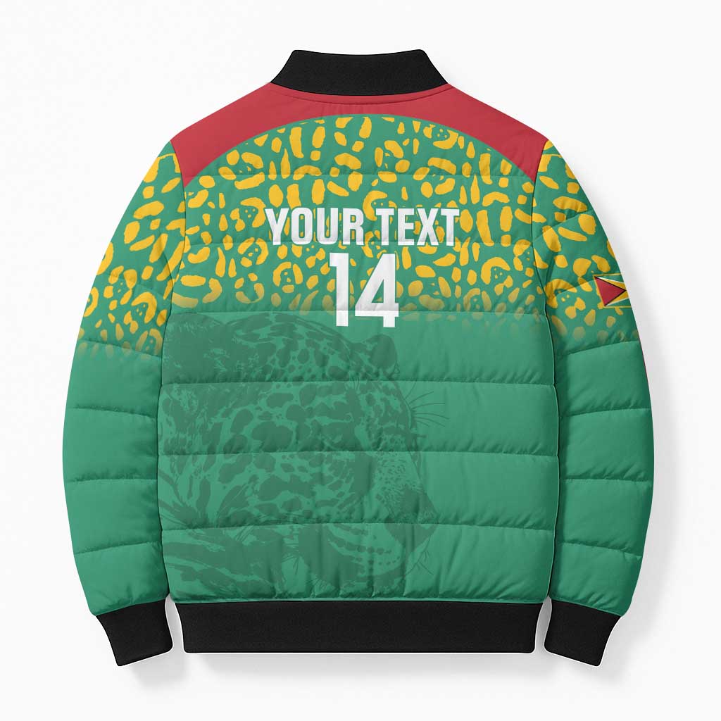 Custom Guyana Football Bomber Puffer Jacket Go Golden Jaguars Green Version - Wonder Print Shop