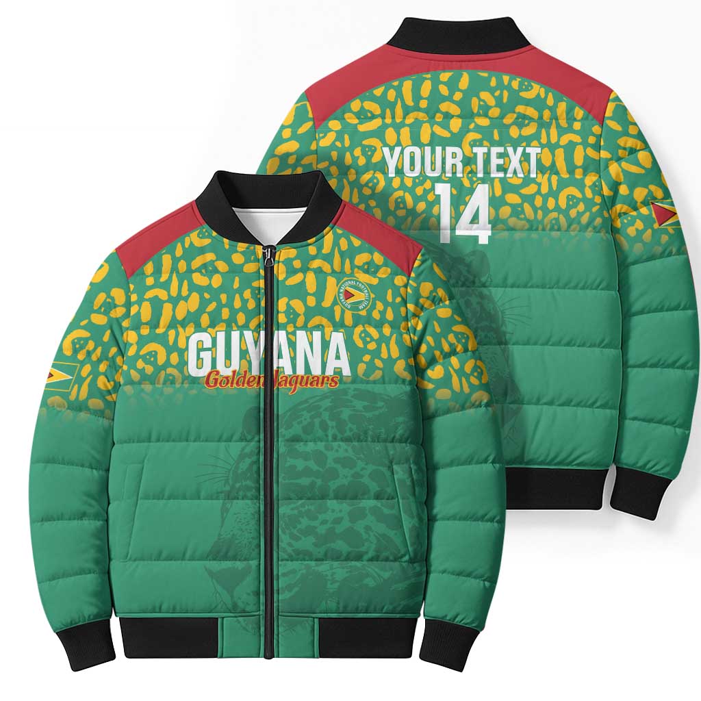 Custom Guyana Football Bomber Puffer Jacket Go Golden Jaguars Green Version - Wonder Print Shop