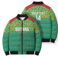Custom Guyana Football Bomber Puffer Jacket Go Golden Jaguars Green Version - Wonder Print Shop