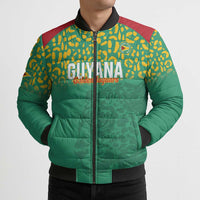 Custom Guyana Football Bomber Puffer Jacket Go Golden Jaguars Green Version - Wonder Print Shop