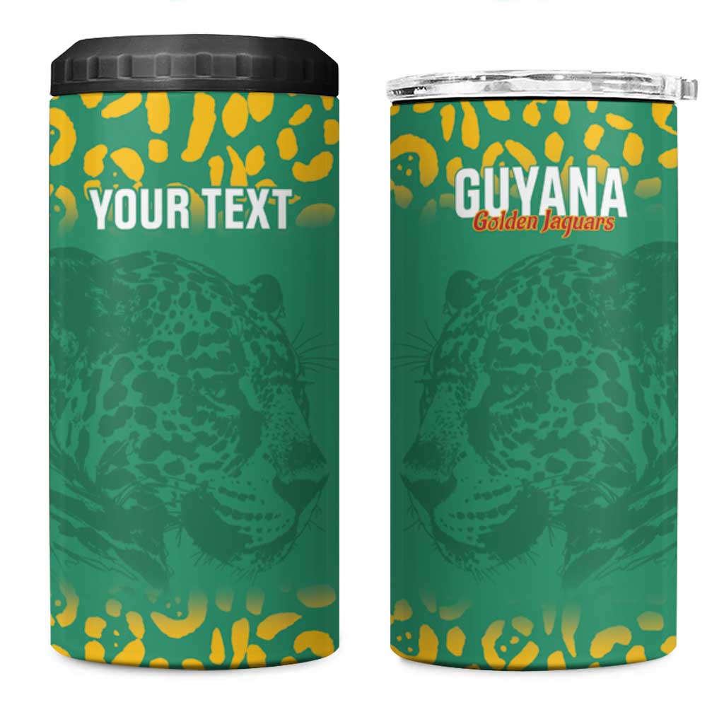 Custom Guyana Football 4 in 1 Can Cooler Tumbler Go Golden Jaguars Green Version - Wonder Print Shop