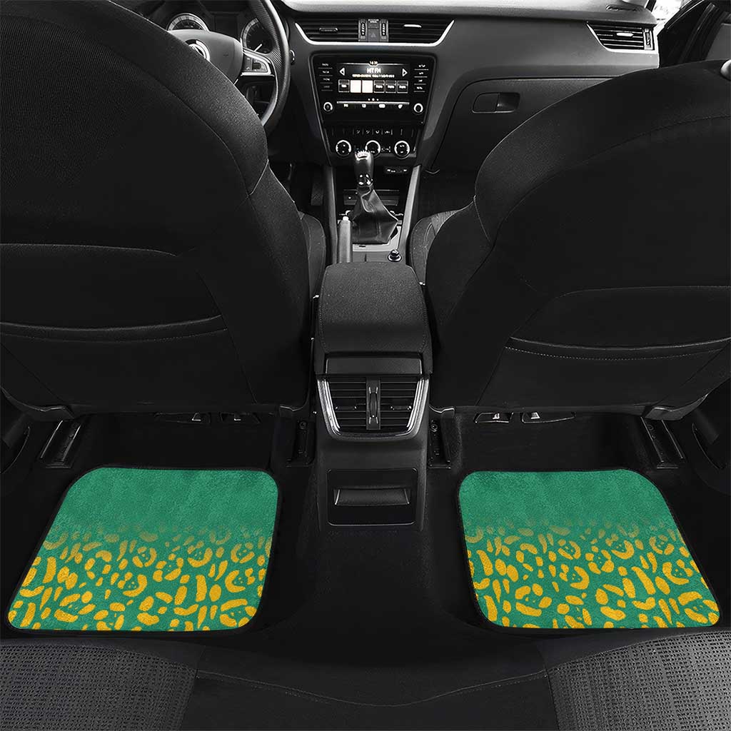 Custom Guyana Football Car Mats Go Golden Jaguars Green Version - Wonder Print Shop
