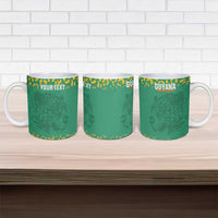 Custom Guyana Football Ceramic Mug Go Golden Jaguars Green Version - Wonder Print Shop