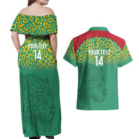 Custom Guyana Football Couples Matching Off Shoulder Maxi Dress and Hawaiian Shirt Go Golden Jaguars Green Version - Wonder Print Shop