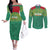 Custom Guyana Football Couples Matching Off The Shoulder Long Sleeve Dress and Long Sleeve Button Shirt Go Golden Jaguars Green Version - Wonder Print Shop
