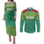 Custom Guyana Football Couples Matching Puletasi and Long Sleeve Button Shirt Go Golden Jaguars Green Version - Wonder Print Shop