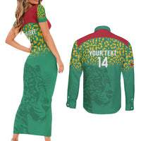 Custom Guyana Football Couples Matching Short Sleeve Bodycon Dress and Long Sleeve Button Shirt Go Golden Jaguars Green Version - Wonder Print Shop