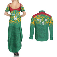 Custom Guyana Football Couples Matching Summer Maxi Dress and Long Sleeve Button Shirt Go Golden Jaguars Green Version - Wonder Print Shop