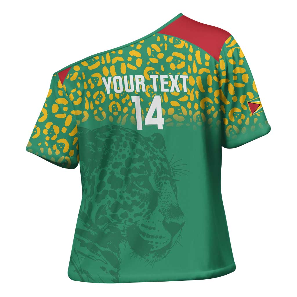 Custom Guyana Football Cross Shoulder Shirt Go Golden Jaguars Green Version - Wonder Print Shop