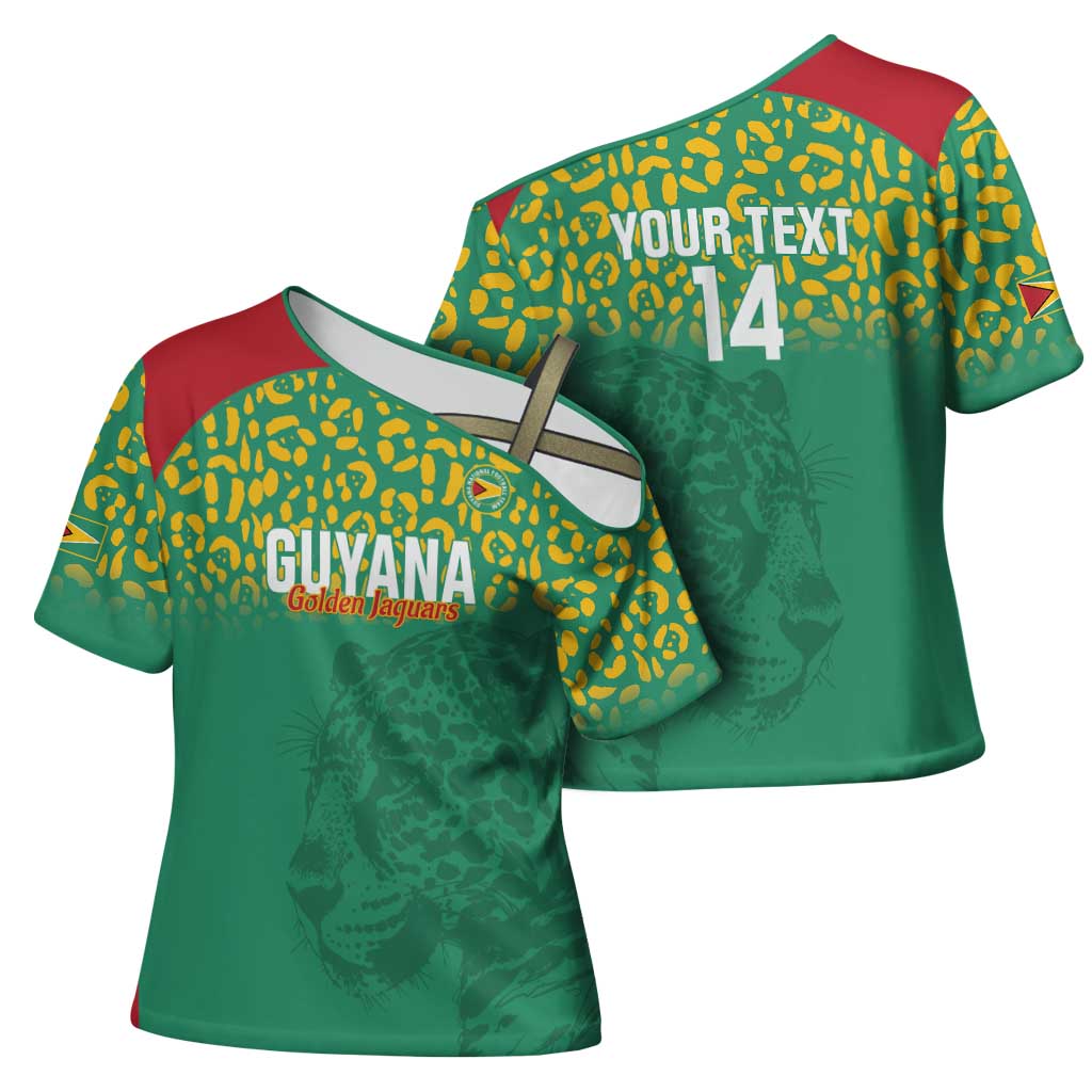 Custom Guyana Football Cross Shoulder Shirt Go Golden Jaguars Green Version - Wonder Print Shop