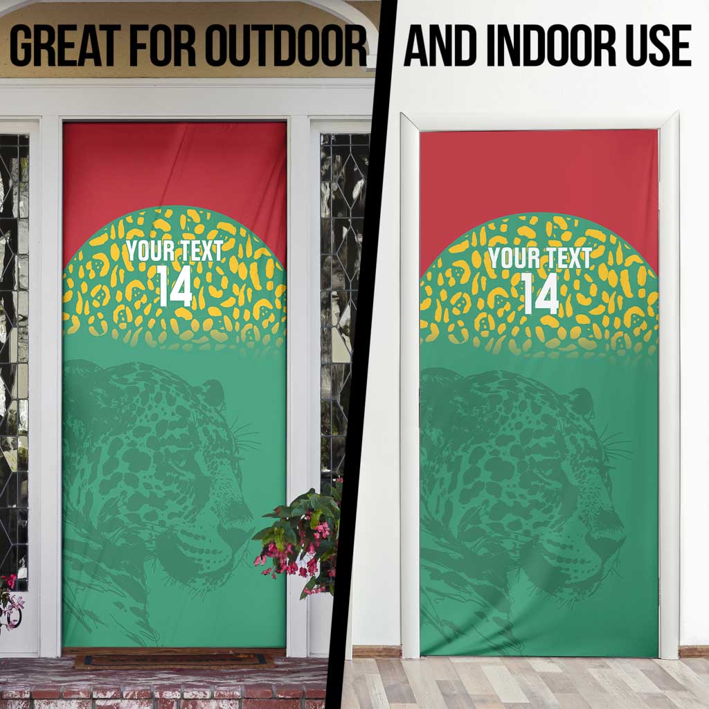 Custom Guyana Football Door Cover Go Golden Jaguars Green Version - Wonder Print Shop
