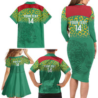 Custom Guyana Football Family Matching Long Sleeve Bodycon Dress and Hawaiian Shirt Go Golden Jaguars Green Version - Wonder Print Shop