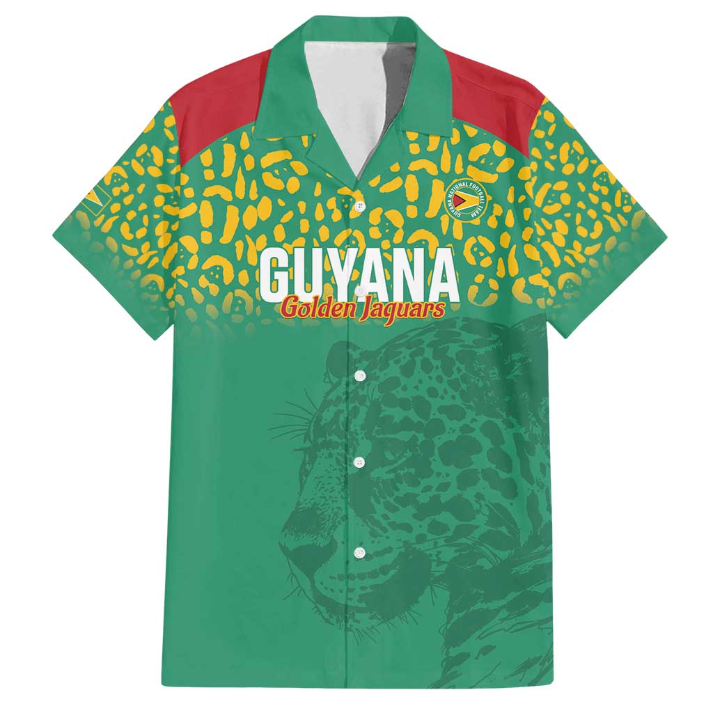 Custom Guyana Football Family Matching Long Sleeve Bodycon Dress and Hawaiian Shirt Go Golden Jaguars Green Version - Wonder Print Shop