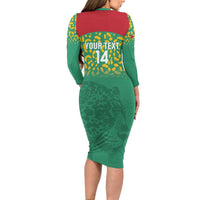 Custom Guyana Football Family Matching Long Sleeve Bodycon Dress and Hawaiian Shirt Go Golden Jaguars Green Version - Wonder Print Shop