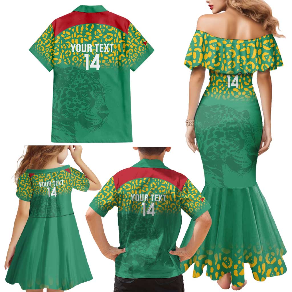 Custom Guyana Football Family Matching Mermaid Dress and Hawaiian Shirt Go Golden Jaguars Green Version - Wonder Print Shop