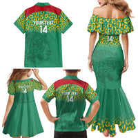 Custom Guyana Football Family Matching Mermaid Dress and Hawaiian Shirt Go Golden Jaguars Green Version - Wonder Print Shop