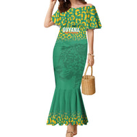 Custom Guyana Football Family Matching Mermaid Dress and Hawaiian Shirt Go Golden Jaguars Green Version - Wonder Print Shop