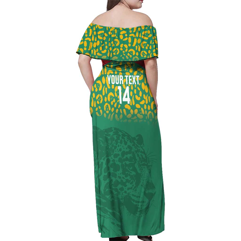 Custom Guyana Football Family Matching Off Shoulder Maxi Dress and Hawaiian Shirt Go Golden Jaguars Green Version - Wonder Print Shop