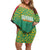 Custom Guyana Football Family Matching Off Shoulder Short Dress and Hawaiian Shirt Go Golden Jaguars Green Version - Wonder Print Shop