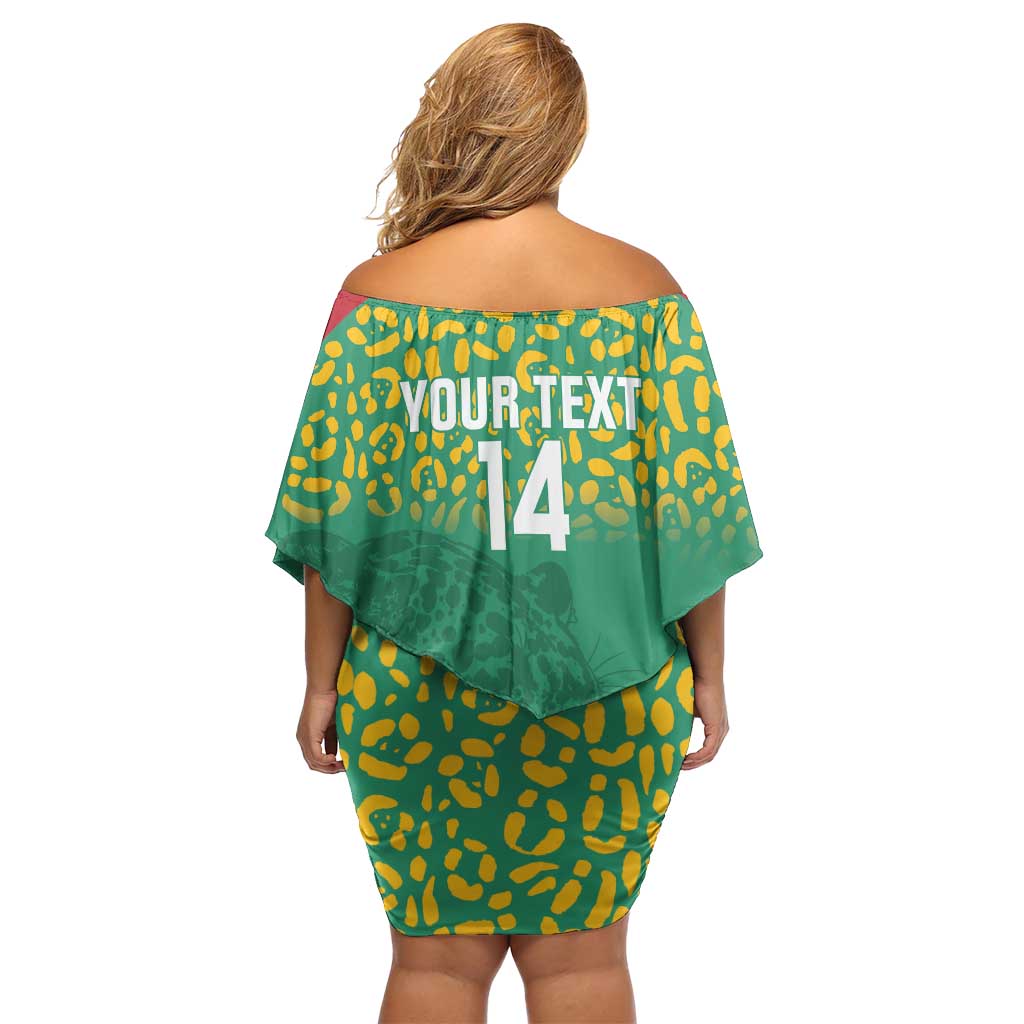 Custom Guyana Football Family Matching Off Shoulder Short Dress and Hawaiian Shirt Go Golden Jaguars Green Version - Wonder Print Shop