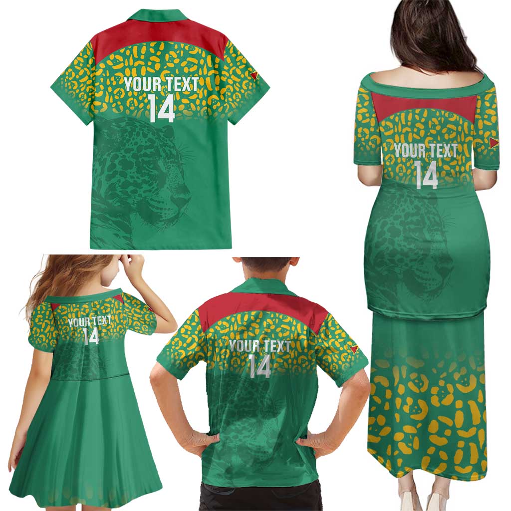 Custom Guyana Football Family Matching Puletasi and Hawaiian Shirt Go Golden Jaguars Green Version - Wonder Print Shop