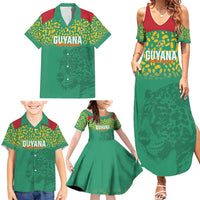 Custom Guyana Football Family Matching Summer Maxi Dress and Hawaiian Shirt Go Golden Jaguars Green Version - Wonder Print Shop