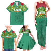 Custom Guyana Football Family Matching Tank Maxi Dress and Hawaiian Shirt Go Golden Jaguars Green Version - Wonder Print Shop