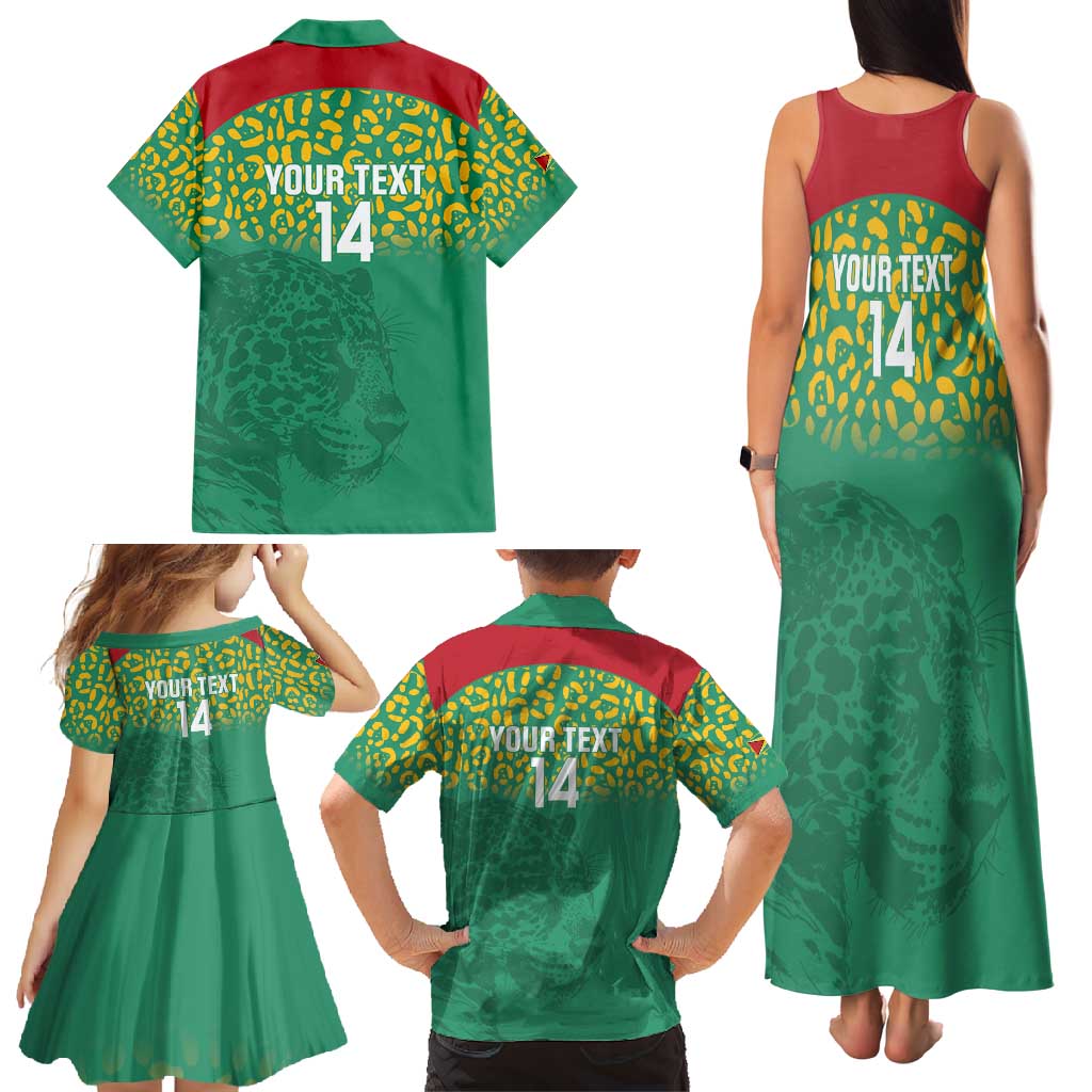 Custom Guyana Football Family Matching Tank Maxi Dress and Hawaiian Shirt Go Golden Jaguars Green Version - Wonder Print Shop